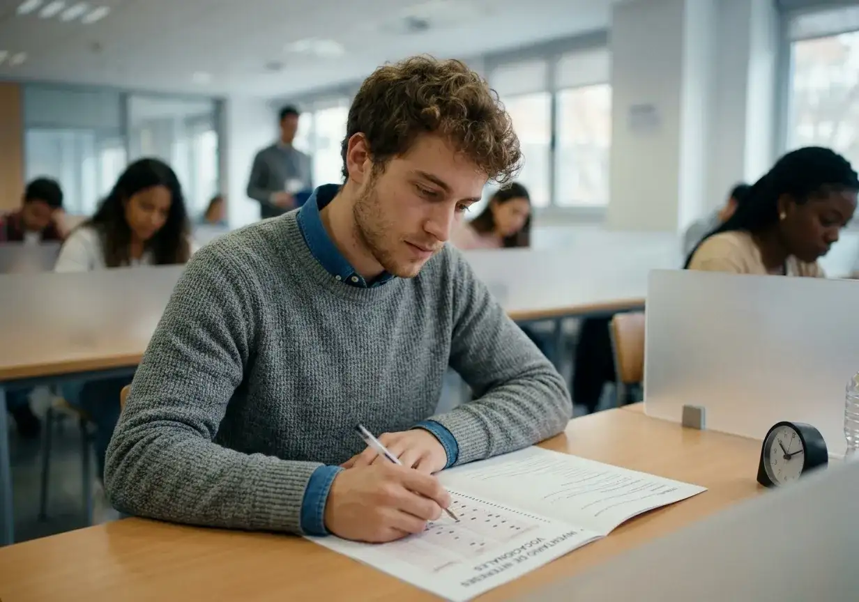 Joven realizando test de orientación vocacional