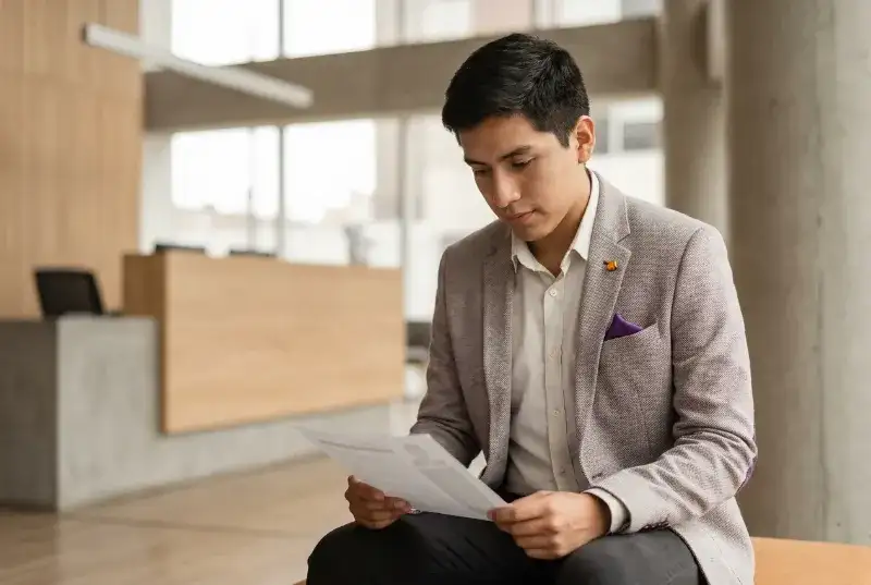 Joven preparándose para su primer trabajo
